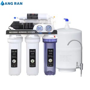 newest drinking ro water purification reverse osmosis water filter system double oil pressure gauge 7 stage 75 gpd 12 months 25w